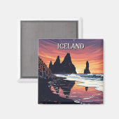 Reynisdrangar Island Travel Magnet (Vorderseite/Rückseite)