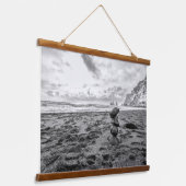 Reynisfjara Beach Cairn Wandteppich Mit Holzrahmen (Gewinkelt)