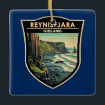 Reynisfjara Beach Island Reisen Vintag<br><div class="desc">Reynisfjara in einem Vektor Art Stil. Reynisfjara ist ein weltberühmter schwarzer Sandstrand an der Südküste Islands,  direkt neben dem Vik í Myrdal.</div>
