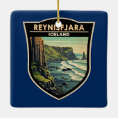 Reynisfjara Beach Island Reisen Vintag Keramikornament (Rückseite)