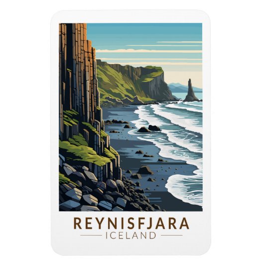 Reynisfjara Beach Island Reisen Vintag Magnet (Vertikal)