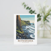 Reynisfjara Beach Island Reisen Vintag Postkarte (Stehend Vorderseite)