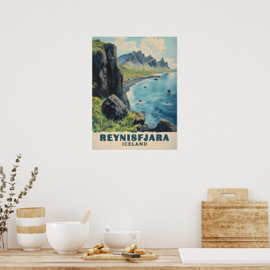 Reynisfjara Beach Island Vintage Travel Poster (Küche)