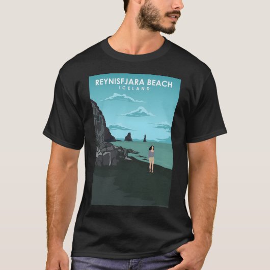 Reynisfjara Black Sand Beach Travel Poster T-Shirt (Vorderseite)