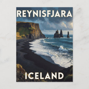 Reynisfjara Island Schwarzer Sandstrand Reise Postkarte