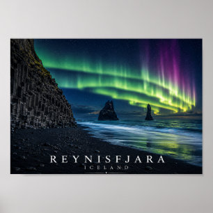 Reynisfjara Schwarzer Sandstrand Island A4 Poster
