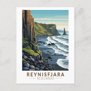 Reynisfjara Strand Island Reise Kunst Vintage Postkarte