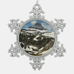 Reynolds Mountain vom Logan Pass im Glacier Park Schneeflocken Zinn-Ornament