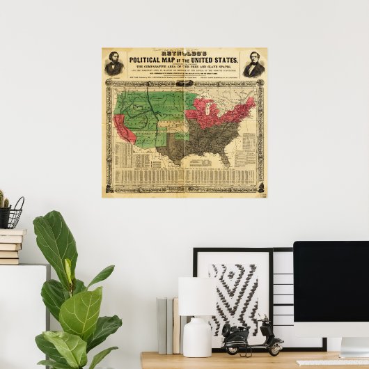 Reynolds Politische Karte der Vereinigten Staaten Poster (Heimbüro)