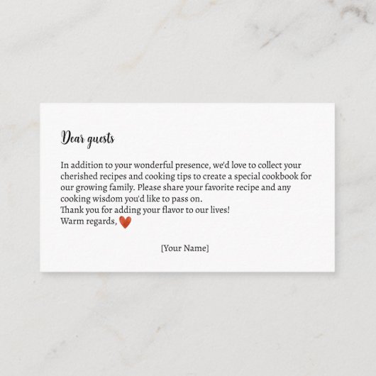 Rezept Austausch Autumn Teddy Bear Baby Dusche Begleitkarte (Rückseite)