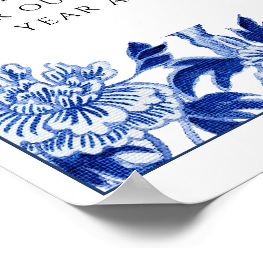 Rezept Blaues weißes Brautparty 10x12 Tabelle Poster (Ecke)