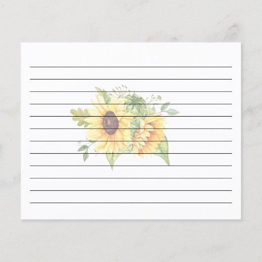 Rezept Brautparty Hochzeitsreise Sonnenblumen Kart (Rückseite)