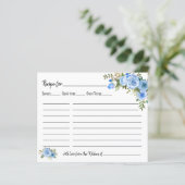 Rezept Card Brautparty Blue Floral Wedding (Stehend Vorderseite)