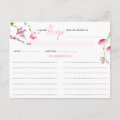 Rezept Card Feminine Pink Wildblume Brautparty Postkarte (Vorderseite)