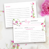 Rezept Card Feminine Pink Wildblume Brautparty Postkarte