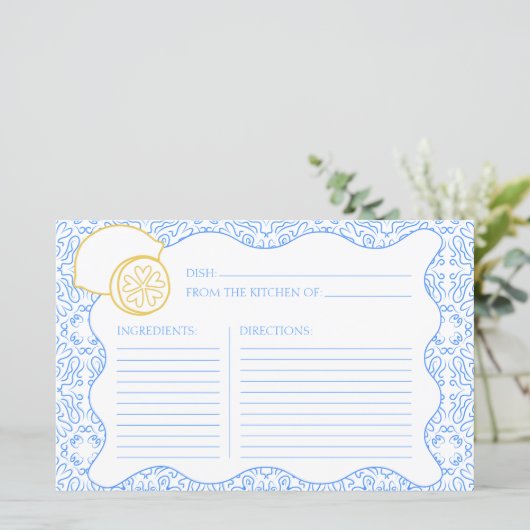Rezept Card Italienisches Zitrus Lemon Brautparty (Stehend Vorderseite)