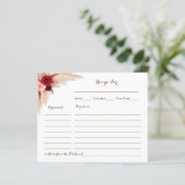 Rezept Card Pampas Gras Brautparty Rezept Karte (Stehend Vorderseite)