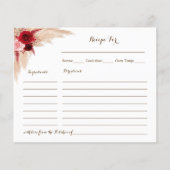 Rezept Card Pampas Gras Brautparty Rezept Karte (Vorderseite)