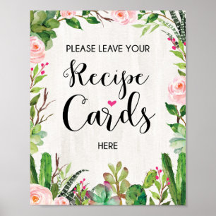 Rezept Card Signature Succulent Cactus Wedding Dec Poster