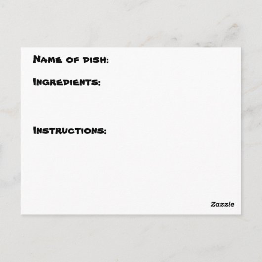 Rezept (Chilien) Postkarte (Rückseite)