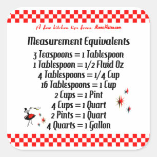 Rezept Entsprechungen MomsRetro Küche Tipps Quadratischer Aufkleber