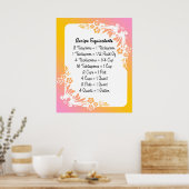 Rezept Entsprechungen Pastel Floral Art Printwerbu Poster (Küche)