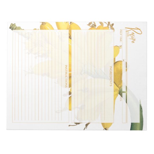 Rezept für botanische Bananen Notizblock (Vorderseite)