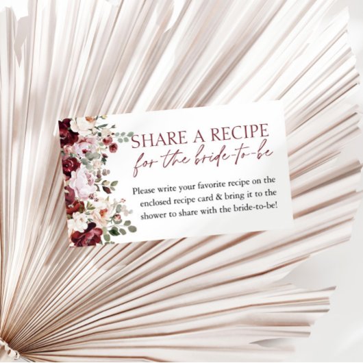 Rezept für Burgund Rosa Brautparty Begleitkarte