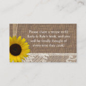 Rezept für Burlap- und Sonnenblumen oder Registrie Begleitkarte (Vorderseite)