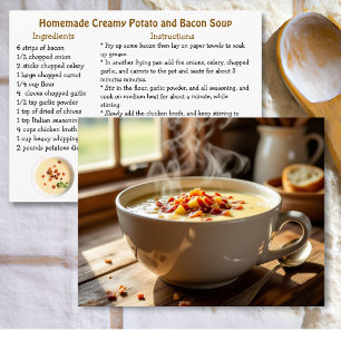 Rezept für cremige Kartoffel- und Speck-Suppe selb Postkarte