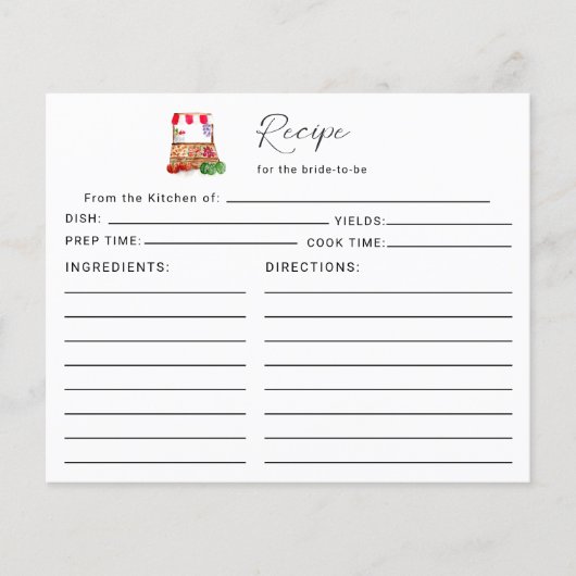 Rezept für das Brautparty "Bride Off the Market" (Vorderseite)