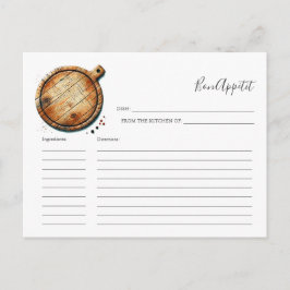 Rezept für das Bride Recipe Card Cutting Board Feiertagspostkarte