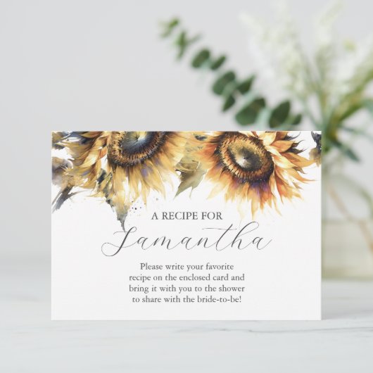 Rezept für das Thema "Braut Sonnenblumen" Begleitkarte (Stehend Vorderseite)