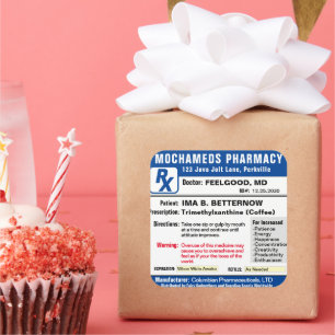 Rezept für den rechteckigen Aufkleber für Kaffee