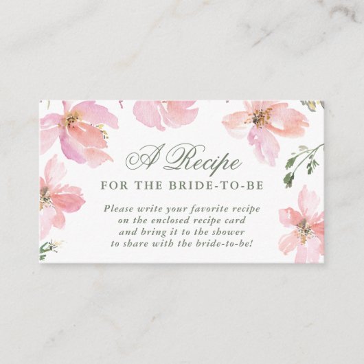 Rezept für die Braut als elegante Frühlingsblüte Begleitkarte (Vorderseite)