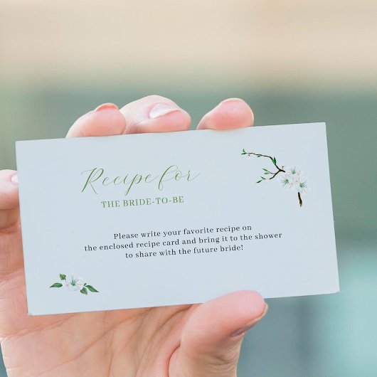 Rezept für die Braut zu staubigen blauen Blüten Begleitkarte