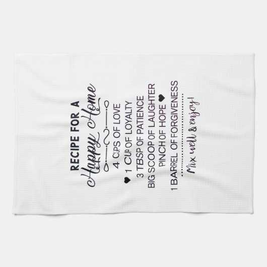 Rezept für ein glückliches Familienrezeptkredit Geschirrtuch (Horizontal)