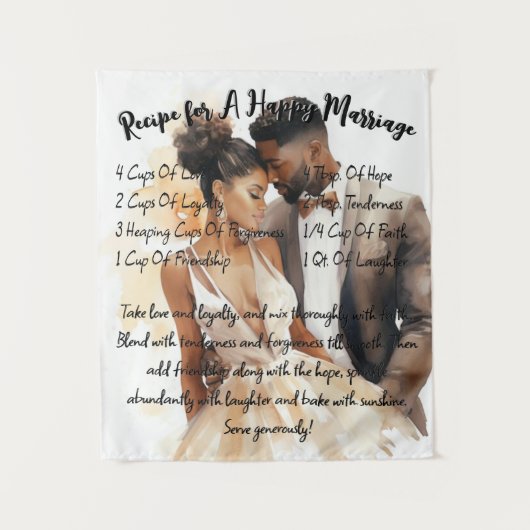 Rezept für ein glückliches Hochzeitsgeschenk Wandteppich (Vorderseite)
