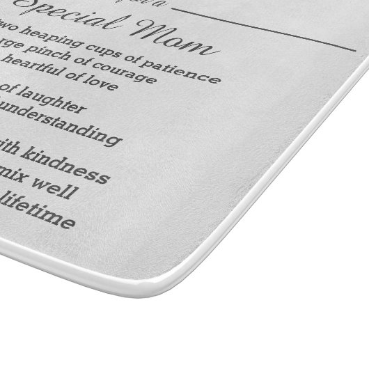 Rezept für eine besondere Mutter Schneidebrett (Ecke)