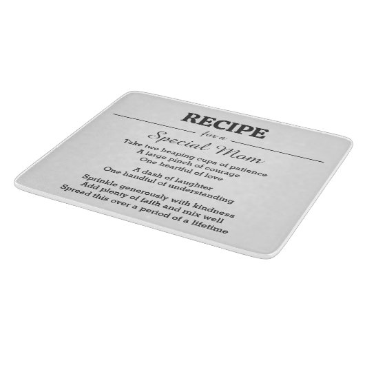 Rezept für eine besondere Mutter Schneidebrett (Ecke)