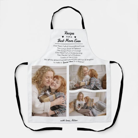 Rezept für eine beste Mama je 3 FotoCollage Schürze (Vorderseite)