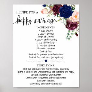 Rezept für eine glückliche Ehe Hochzeitsdusche Nav Poster