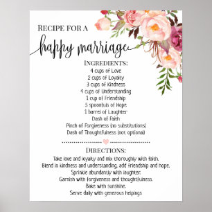 Rezept für eine glückliche Ehe Hochzeitsgeschenk r Poster