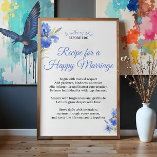 Rezept für eine glückliche Ehe in Blau Poster