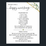 Rezept für eine Happy-Ehe Dusche Grüngeschenk Poster<br><div class="desc">Klicken Sie auf "Design bearbeiten",  um das Layout zu personalisieren oder zu ändern (Textänderung,  Schriftart,  Schriftart). ** Bitte lesen Sie die vollständige Auflistung für die passende Einladung,  Brautparty-Spiele,  Tags und Signatur verfügbar**</div>