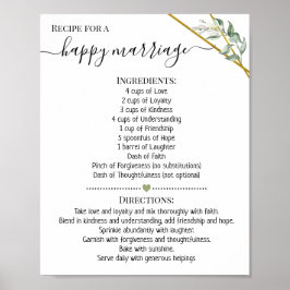 Rezept für eine Happy-Ehe Dusche Grüngeschenk Poster