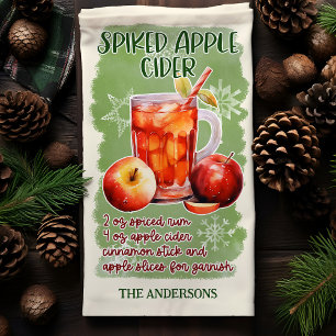 Rezept für einen Apfelwein-Weihnachtscocktail mit Geschirrtuch