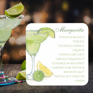 Rezept für einen Watercolor-Margarita-Cocktail Getränkeuntersetzer