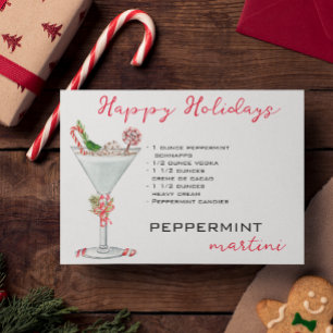 Rezept für einen Weihnachts-Pfefferminz-Martini-Co Feiertagskarte