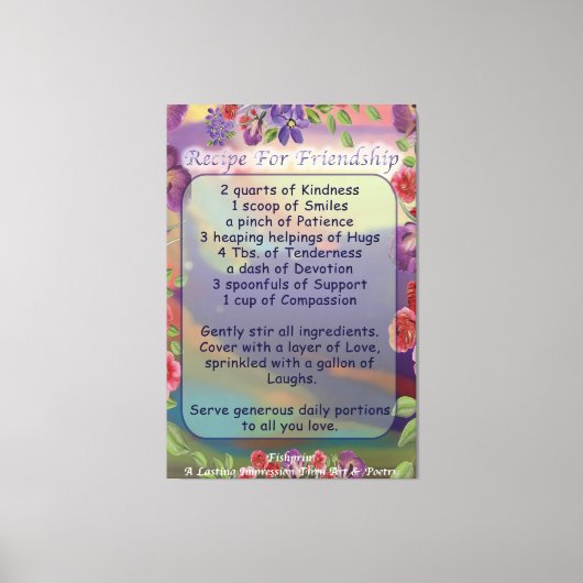 Rezept für Freundschaft Leinwanddruck (Vorderseite)